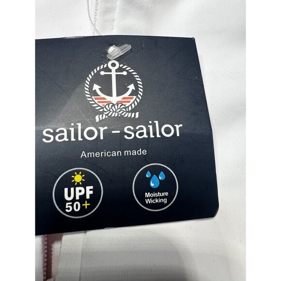 Sailor Sailor Sleeveless White 1/4 Zip Pink Bamboo Trim UPF 50+ Performance NWT - Picture 7 of 12